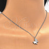 Collares con Dije 04.336.0002.16 Plata Rodinada, Diseño de Mariposa, con Zirconia Cubica Blanca, Pulido, Rodinado (Grosor 01 MM, 16 Pulgadas de Largo)
