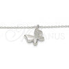 Collares con Dije 04.336.0002.16 Plata Rodinada, Diseño de Mariposa, con Zirconia Cubica Blanca, Pulido, Rodinado (Grosor 01 MM, 16 Pulgadas de Largo)