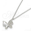 Collares con Dije 04.336.0002.16 Plata Rodinada, Diseño de Mariposa, con Zirconia Cubica Blanca, Pulido, Rodinado (Grosor 01 MM, 16 Pulgadas de Largo)