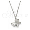 Collares con Dije 04.336.0002.16 Plata Rodinada, Diseño de Mariposa, con Zirconia Cubica Blanca, Pulido, Rodinado (Grosor 01 MM, 16 Pulgadas de Largo)