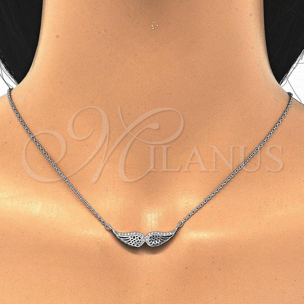 Collares con Dije 04.336.0003.16 Plata Rodinada, con Zirconia Cubica Blanca, Pulido, Rodinado (Grosor 01 MM, 16 Pulgadas de Largo)