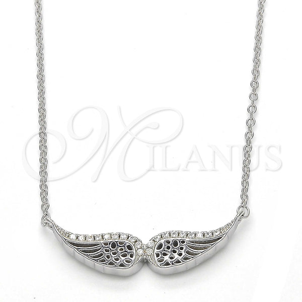 Collares con Dije 04.336.0003.16 Plata Rodinada, con Zirconia Cubica Blanca, Pulido, Rodinado (Grosor 01 MM, 16 Pulgadas de Largo)