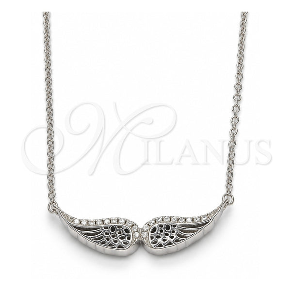 Collares con Dije 04.336.0003.16 Plata Rodinada, con Zirconia Cubica Blanca, Pulido, Rodinado (Grosor 01 MM, 16 Pulgadas de Largo)
