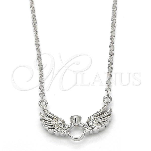 Collares con Dije 04.336.0005.16 Plata Rodinada, con Zirconia Cubica Blanca y Cristal Blanca, Pulido, Rodinado (Grosor 01 MM, 16 Pulgadas de Largo)