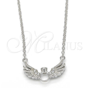 Collares con Dije 04.336.0005.16 Plata Rodinada, con Zirconia Cubica Blanca y Cristal Blanca, Pulido, Rodinado (Grosor 01 MM, 16 Pulgadas de Largo)