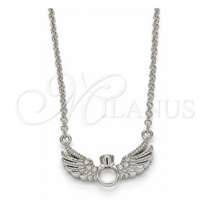 Collares con Dije 04.336.0005.16 Plata Rodinada, con Zirconia Cubica Blanca y Cristal Blanca, Pulido, Rodinado (Grosor 01 MM, 16 Pulgadas de Largo)