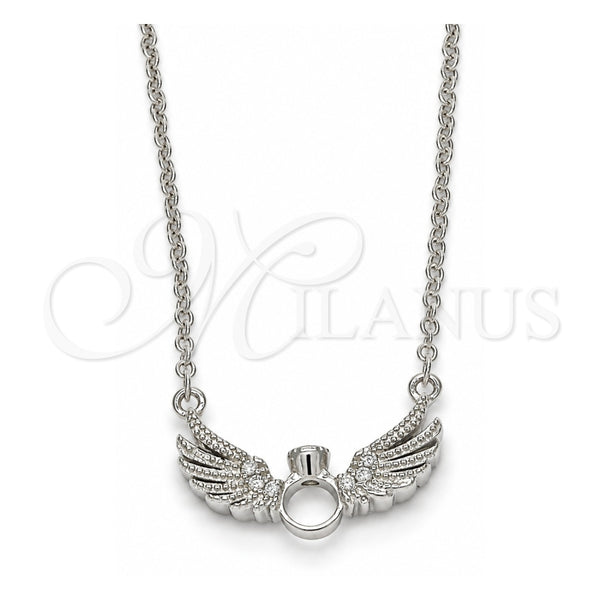 Collares con Dije 04.336.0005.16 Plata Rodinada, con Zirconia Cubica Blanca y Cristal Blanca, Pulido, Rodinado (Grosor 01 MM, 16 Pulgadas de Largo)