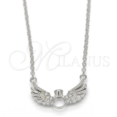 Collares con Dije 04.336.0005.16 Plata Rodinada, con Zirconia Cubica Blanca y Cristal Blanca, Pulido, Rodinado (Grosor 01 MM, 16 Pulgadas de Largo)