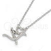 Collares con Dije 04.336.0008.16 Plata Rodinada, Diseño de Corazón y Amor, con Zirconia Cubica Blanca, Pulido, Rodinado (Grosor 01 MM, 16 Pulgadas de Largo)