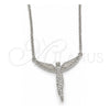 Collares con Dije 04.336.0009.16 Plata Rodinada, Diseño de Angel, con Micro Pave Blanca, Pulido, Rodinado (Grosor 01 MM, 16 Pulgadas de Largo)