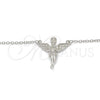 Collares con Dije 04.336.0012.16 Plata Rodinada, Diseño de Angel, con Micro Pave Blanca, Pulido, Rodinado (Grosor 01 MM, 16 Pulgadas de Largo)