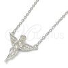 Collares con Dije 04.336.0012.16 Plata Rodinada, Diseño de Angel, con Micro Pave Blanca, Pulido, Rodinado (Grosor 01 MM, 16 Pulgadas de Largo)