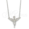 Collares con Dije 04.336.0012.16 Plata Rodinada, Diseño de Angel, con Micro Pave Blanca, Pulido, Rodinado (Grosor 01 MM, 16 Pulgadas de Largo)