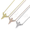 Collares con Dije 04.336.0012.16 Plata Rodinada, Diseño de Angel, con Micro Pave Blanca, Pulido, Rodinado (Grosor 01 MM, 16 Pulgadas de Largo)