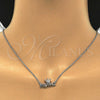 Collares con Dije 04.336.0015.16 Plata Rodinada, Diseño de Corona, con Micro Pave Blanca, Pulido, Rodinado (Grosor 01 MM, 16 Pulgadas de Largo)