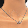 Collares con Dije 04.336.0015.16 Plata Rodinada, Diseño de Corona, con Micro Pave Blanca, Pulido, Rodinado (Grosor 01 MM, 16 Pulgadas de Largo)