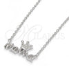 Collares con Dije 04.336.0015.16 Plata Rodinada, Diseño de Corona, con Micro Pave Blanca, Pulido, Rodinado (Grosor 01 MM, 16 Pulgadas de Largo)