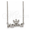 Collares con Dije 04.336.0015.16 Plata Rodinada, Diseño de Corona, con Micro Pave Blanca, Pulido, Rodinado (Grosor 01 MM, 16 Pulgadas de Largo)