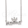 Collares con Dije 04.336.0015.16 Plata Rodinada, Diseño de Corona, con Micro Pave Blanca, Pulido, Rodinado (Grosor 01 MM, 16 Pulgadas de Largo)