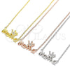 Collares con Dije 04.336.0015.16 Plata Rodinada, Diseño de Corona, con Micro Pave Blanca, Pulido, Rodinado (Grosor 01 MM, 16 Pulgadas de Largo)