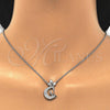 Collares con Dije 04.336.0019.16 Plata Rodinada, Diseño de Luna, con Zirconia Cubica Blanca, Pulido, Rodinado (Grosor 01 MM, 16 Pulgadas de Largo)