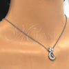 Collares con Dije 04.336.0019.16 Plata Rodinada, Diseño de Luna, con Zirconia Cubica Blanca, Pulido, Rodinado (Grosor 01 MM, 16 Pulgadas de Largo)