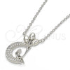Collares con Dije 04.336.0019.16 Plata Rodinada, Diseño de Luna, con Zirconia Cubica Blanca, Pulido, Rodinado (Grosor 01 MM, 16 Pulgadas de Largo)