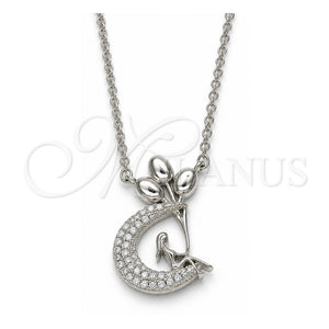 Collares con Dije 04.336.0019.16 Plata Rodinada, Diseño de Luna, con Zirconia Cubica Blanca, Pulido, Rodinado (Grosor 01 MM, 16 Pulgadas de Largo)