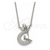 Collares con Dije 04.336.0019.16 Plata Rodinada, Diseño de Luna, con Zirconia Cubica Blanca, Pulido, Rodinado (Grosor 01 MM, 16 Pulgadas de Largo)