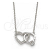 Collares con Dije 04.336.0023.16 Plata Rodinada, Diseño de Corazón, con Zirconia Cubica Blanca y Cristal Blanca, Pulido, Rodinado (Grosor 01 MM, 16 Pulgadas de Largo)