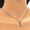 Collares con Dije 04.336.0025.16 Plata Rodinada, Diseño de Oja, con Micro Pave Blanca, Pulido, Rodinado (Grosor 01 MM, 16 Pulgadas de Largo)