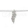 Collares con Dije 04.336.0025.16 Plata Rodinada, Diseño de Oja, con Micro Pave Blanca, Pulido, Rodinado (Grosor 01 MM, 16 Pulgadas de Largo)