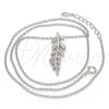 Collares con Dije 04.336.0025.16 Plata Rodinada, Diseño de Oja, con Micro Pave Blanca, Pulido, Rodinado (Grosor 01 MM, 16 Pulgadas de Largo)