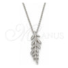 Collares con Dije 04.336.0025.16 Plata Rodinada, Diseño de Oja, con Micro Pave Blanca, Pulido, Rodinado (Grosor 01 MM, 16 Pulgadas de Largo)
