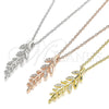 Collares con Dije 04.336.0025.16 Plata Rodinada, Diseño de Oja, con Micro Pave Blanca, Pulido, Rodinado (Grosor 01 MM, 16 Pulgadas de Largo)