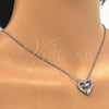 Collares con Dije 04.336.0026.16 Plata Rodinada, Diseño de Corazón, con Zirconia Cubica Blanca, Pulido, Rodinado (Grosor 01 MM, 16 Pulgadas de Largo)