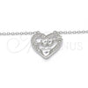 Collares con Dije 04.336.0026.16 Plata Rodinada, Diseño de Corazón, con Zirconia Cubica Blanca, Pulido, Rodinado (Grosor 01 MM, 16 Pulgadas de Largo)