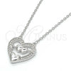 Collares con Dije 04.336.0026.16 Plata Rodinada, Diseño de Corazón, con Zirconia Cubica Blanca, Pulido, Rodinado (Grosor 01 MM, 16 Pulgadas de Largo)