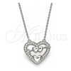 Collares con Dije 04.336.0026.16 Plata Rodinada, Diseño de Corazón, con Zirconia Cubica Blanca, Pulido, Rodinado (Grosor 01 MM, 16 Pulgadas de Largo)