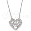 Collares con Dije 04.336.0026.16 Plata Rodinada, Diseño de Corazón, con Zirconia Cubica Blanca, Pulido, Rodinado (Grosor 01 MM, 16 Pulgadas de Largo)