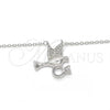 Collares con Dije 04.336.0028.16 Plata Rodinada, Diseño de Pajaro, con Zirconia Cubica Blanca y Micro Pave Blanca, Pulido, Rodinado (Grosor 01 MM, 16 Pulgadas de Largo)