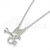 Collares con Dije 04.336.0028.16 Plata Rodinada, Diseño de Pajaro, con Zirconia Cubica Blanca y Micro Pave Blanca, Pulido, Rodinado (Grosor 01 MM, 16 Pulgadas de Largo)