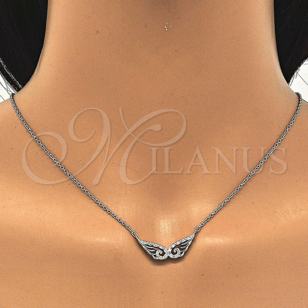 Collares con Dije 04.336.0034.16 Plata Rodinada, con Zirconia Cubica Blanca, Pulido, Rodinado (Grosor 01 MM, 16 Pulgadas de Largo)