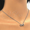 Collares con Dije 04.336.0035.16 Plata Rodinada, Diseño de Infinito, con Zirconia Cubica Blanca, Pulido, Rodinado (Grosor 01 MM, 16 Pulgadas de Largo)