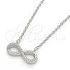 Collares con Dije 04.336.0035.16 Plata Rodinada, Diseño de Infinito, con Zirconia Cubica Blanca, Pulido, Rodinado (Grosor 01 MM, 16 Pulgadas de Largo)