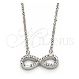 Collares con Dije 04.336.0035.16 Plata Rodinada, Diseño de Infinito, con Zirconia Cubica Blanca, Pulido, Rodinado (Grosor 01 MM, 16 Pulgadas de Largo)