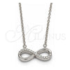 Collares con Dije 04.336.0035.16 Plata Rodinada, Diseño de Infinito, con Zirconia Cubica Blanca, Pulido, Rodinado (Grosor 01 MM, 16 Pulgadas de Largo)