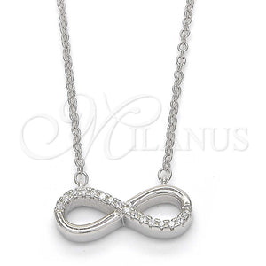 Collares con Dije 04.336.0035.16 Plata Rodinada, Diseño de Infinito, con Zirconia Cubica Blanca, Pulido, Rodinado (Grosor 01 MM, 16 Pulgadas de Largo)