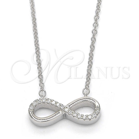 Collares con Dije 04.336.0035.16 Plata Rodinada, Diseño de Infinito, con Zirconia Cubica Blanca, Pulido, Rodinado (Grosor 01 MM, 16 Pulgadas de Largo)