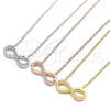 Collares con Dije 04.336.0035.16 Plata Rodinada, Diseño de Infinito, con Zirconia Cubica Blanca, Pulido, Rodinado (Grosor 01 MM, 16 Pulgadas de Largo)